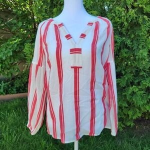 Gap 100% Cotton sz XS Long Sleeve Red White Striped top Pullover Lightweight